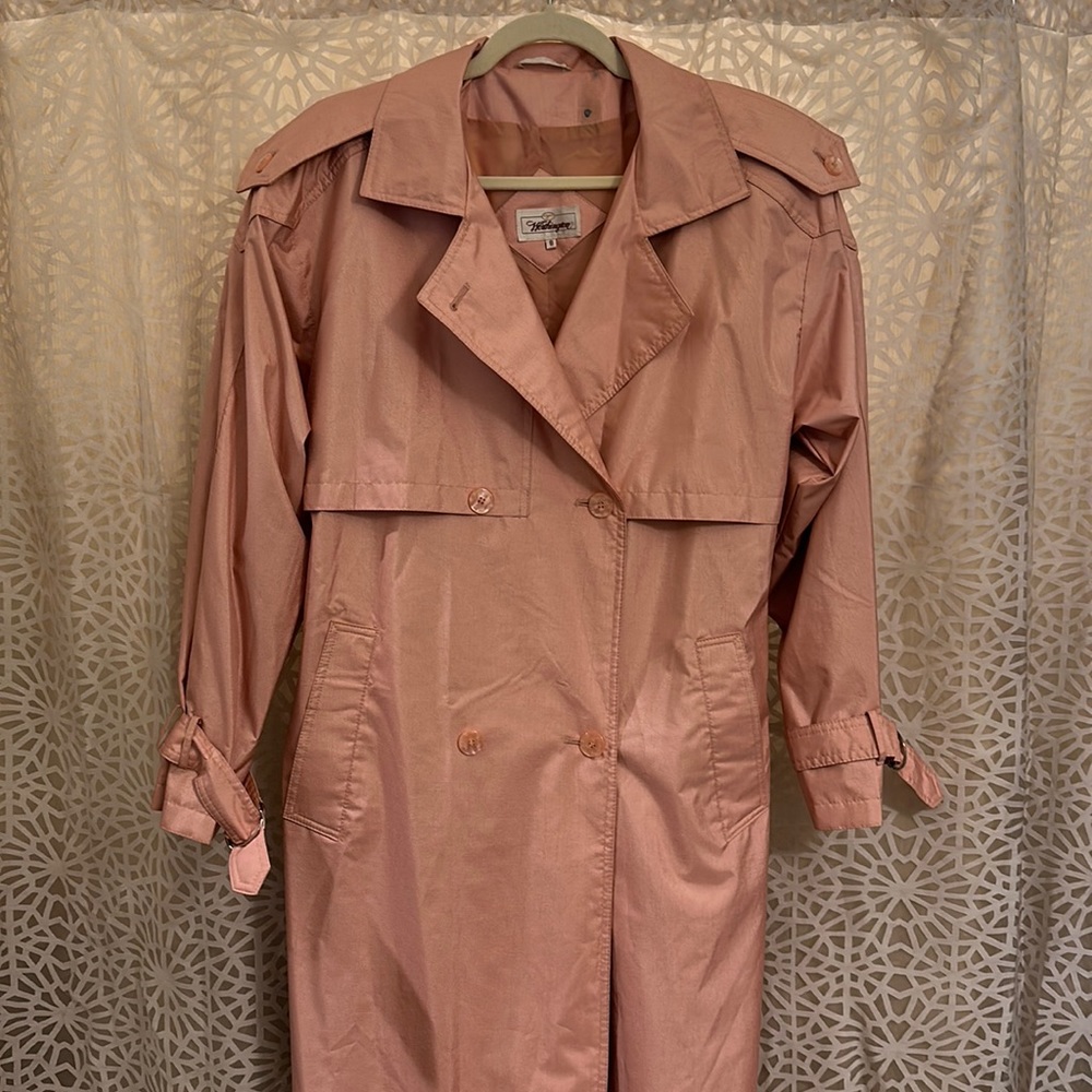 🌸 Vintage Worthington Dusty Rose Trench Coat Belted Size 8
